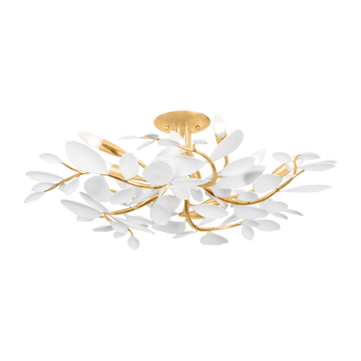 Hudson Valley Lighting Marabec 10 Light 32 inch Vintage Gold Leaf/ White Plaster Semi Flush Ceiling Light