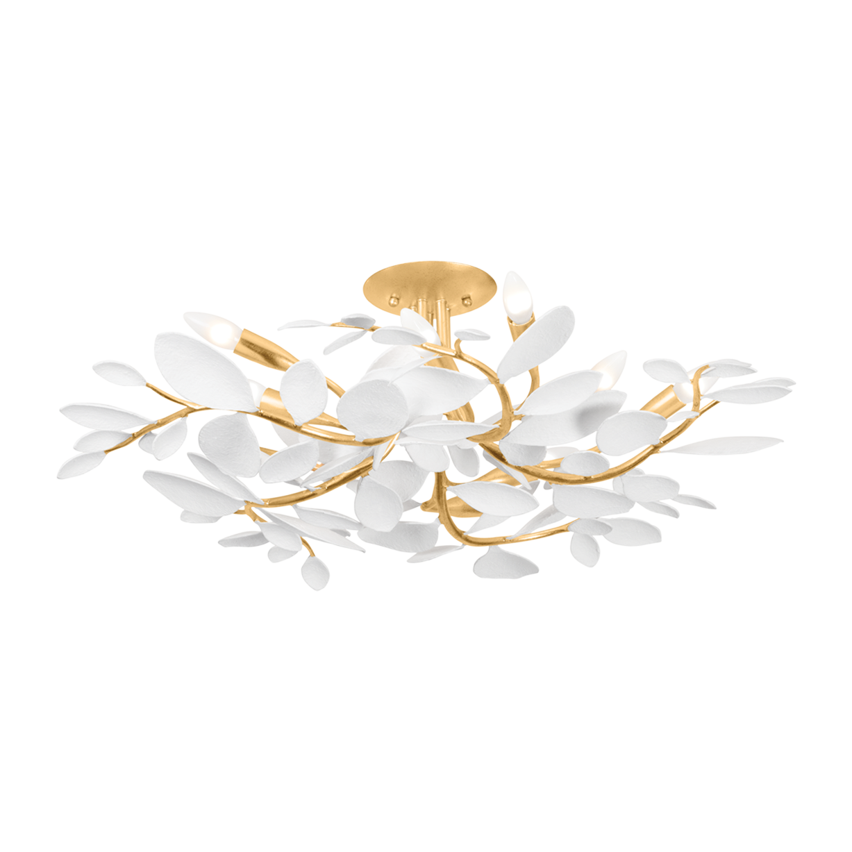 Hudson Valley Lighting Marabec 10 Light 32 inch Vintage Gold Leaf/ White Plaster Semi Flush Ceiling Light