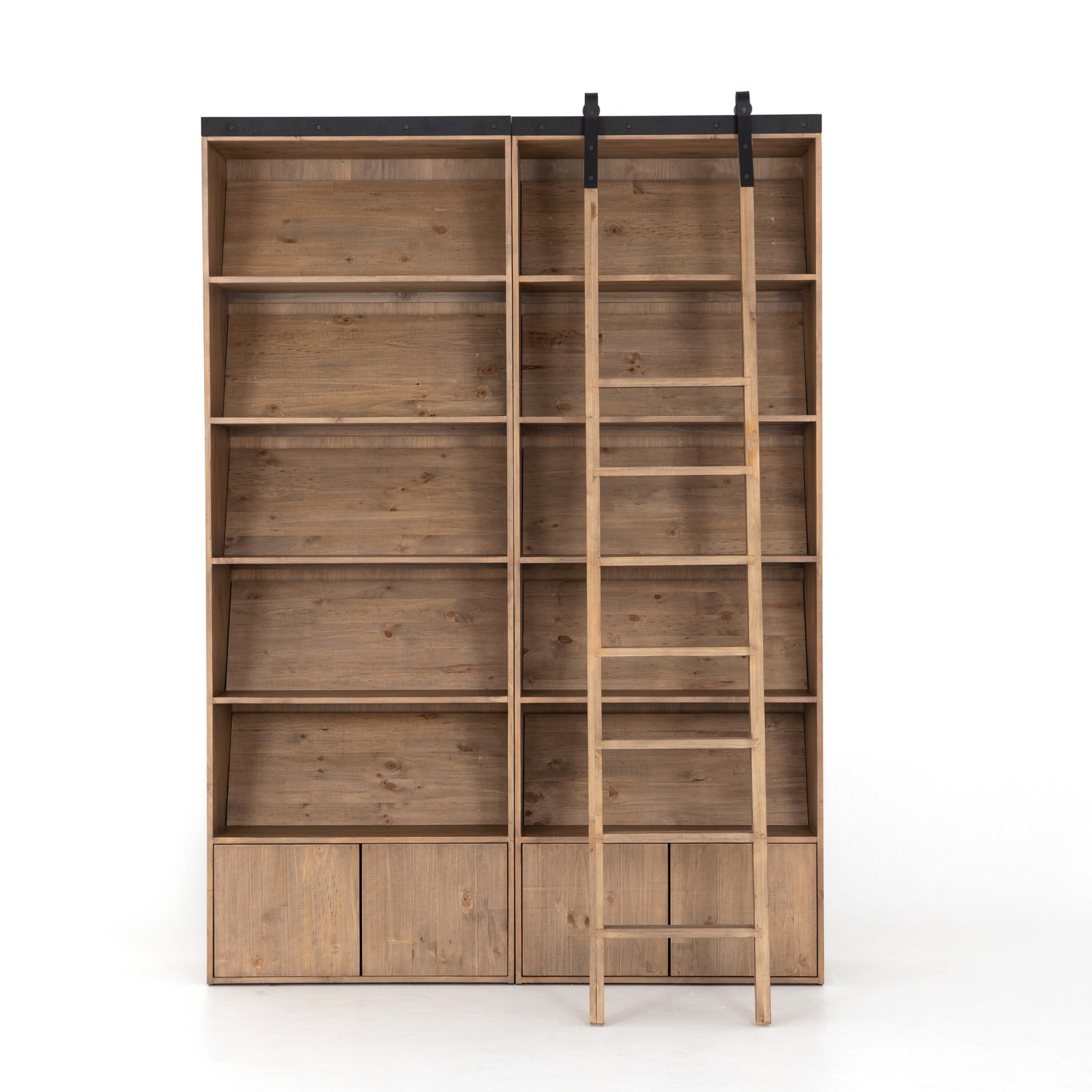 Four Hands Bane Double Bookshelf with Ladder
