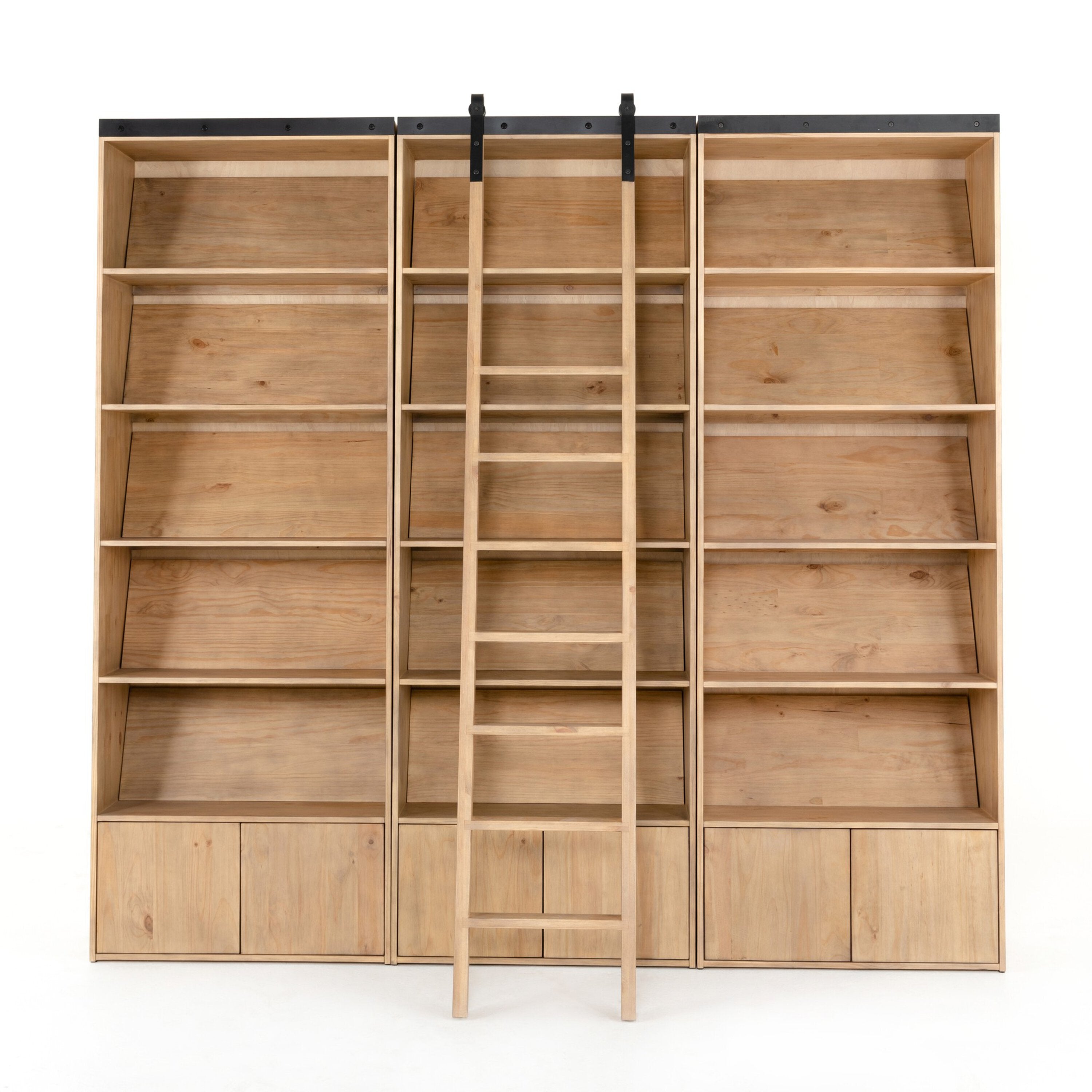 Four Hands Bane Triple Bookshelf with Ladder