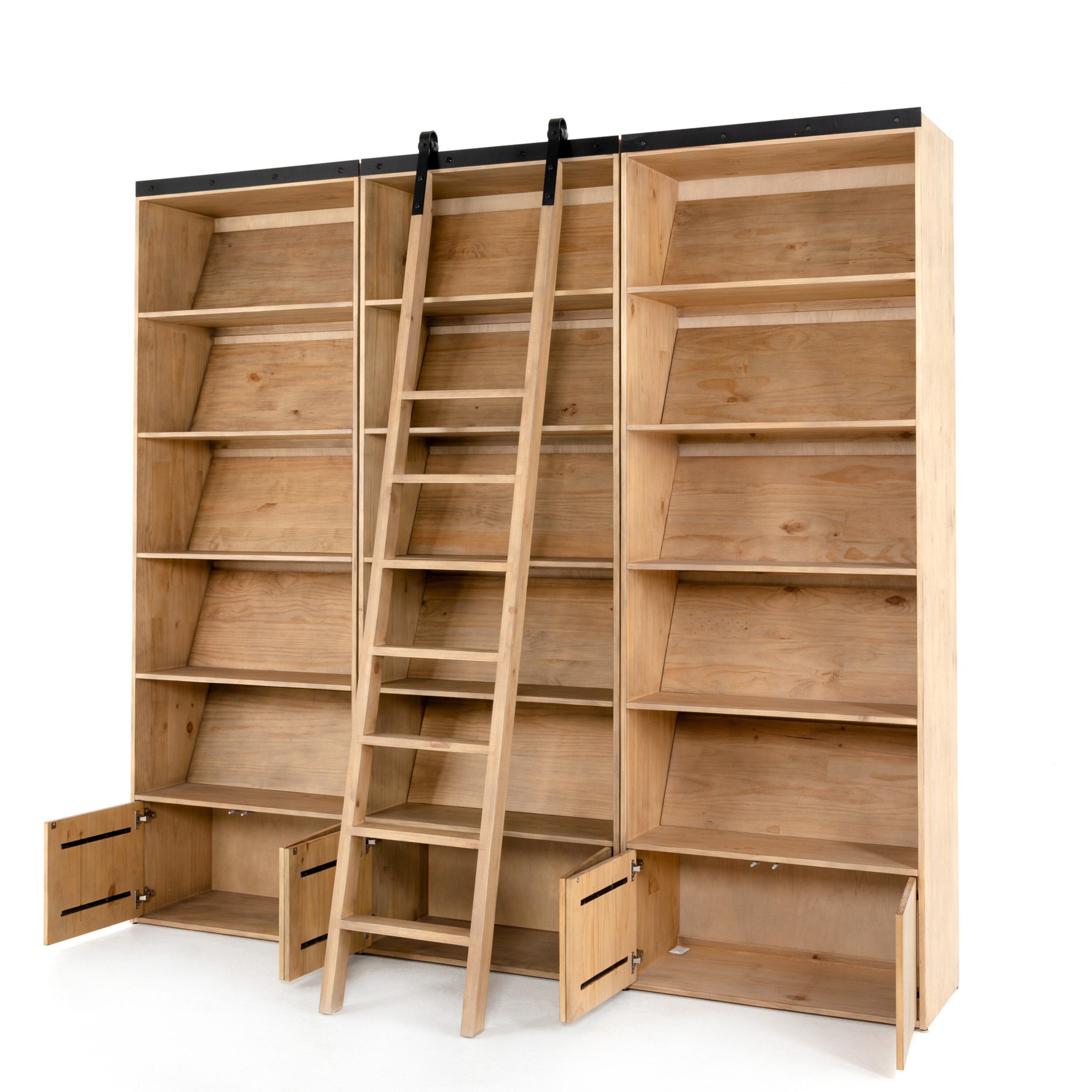 Four Hands Bane Triple Bookshelf with Ladder