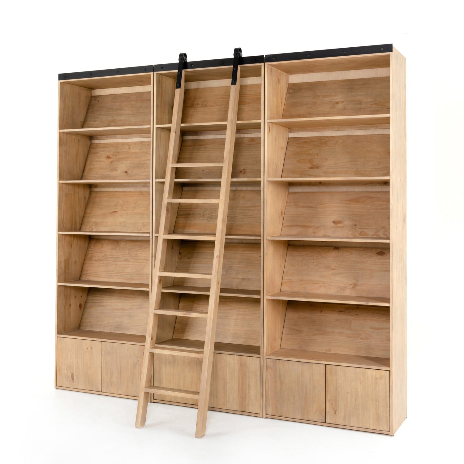 Four Hands Bane Triple Bookshelf with Ladder