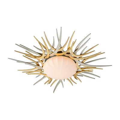 Corbett Helios 1 Light Gold And Silver Leaf Flush Mount Ceiling Light