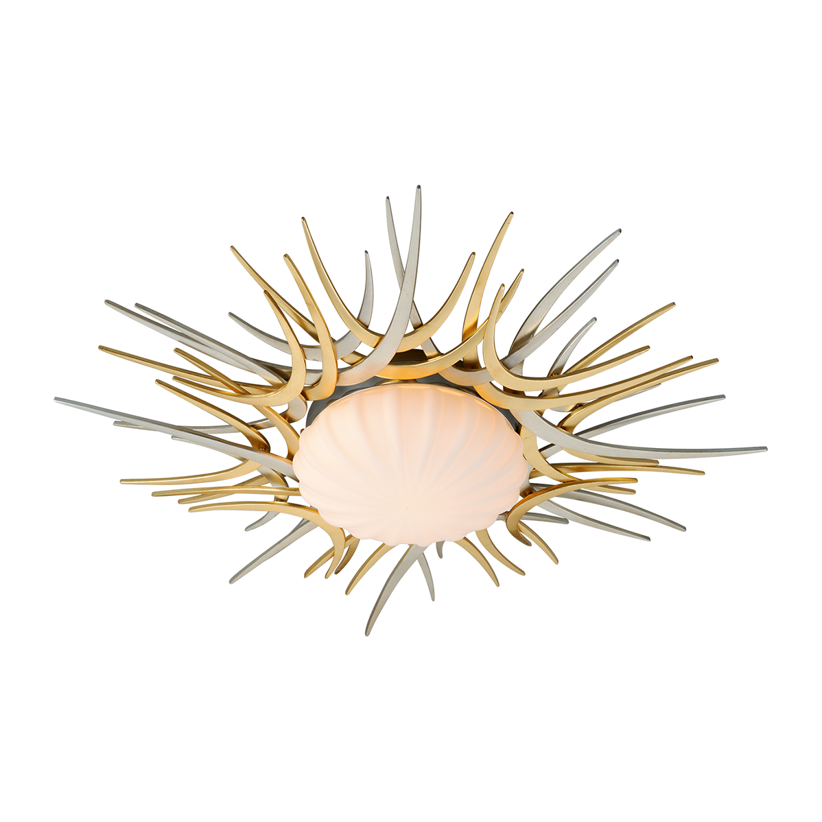 Corbett Helios 1 Light Gold And Silver Leaf Flush Mount Ceiling Light