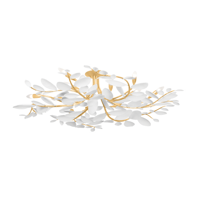 Hudson Valley Lighting Marabec 12 Light 48 inch Vintage Gold Leaf/ White Plaster Semi Flush Ceiling Light