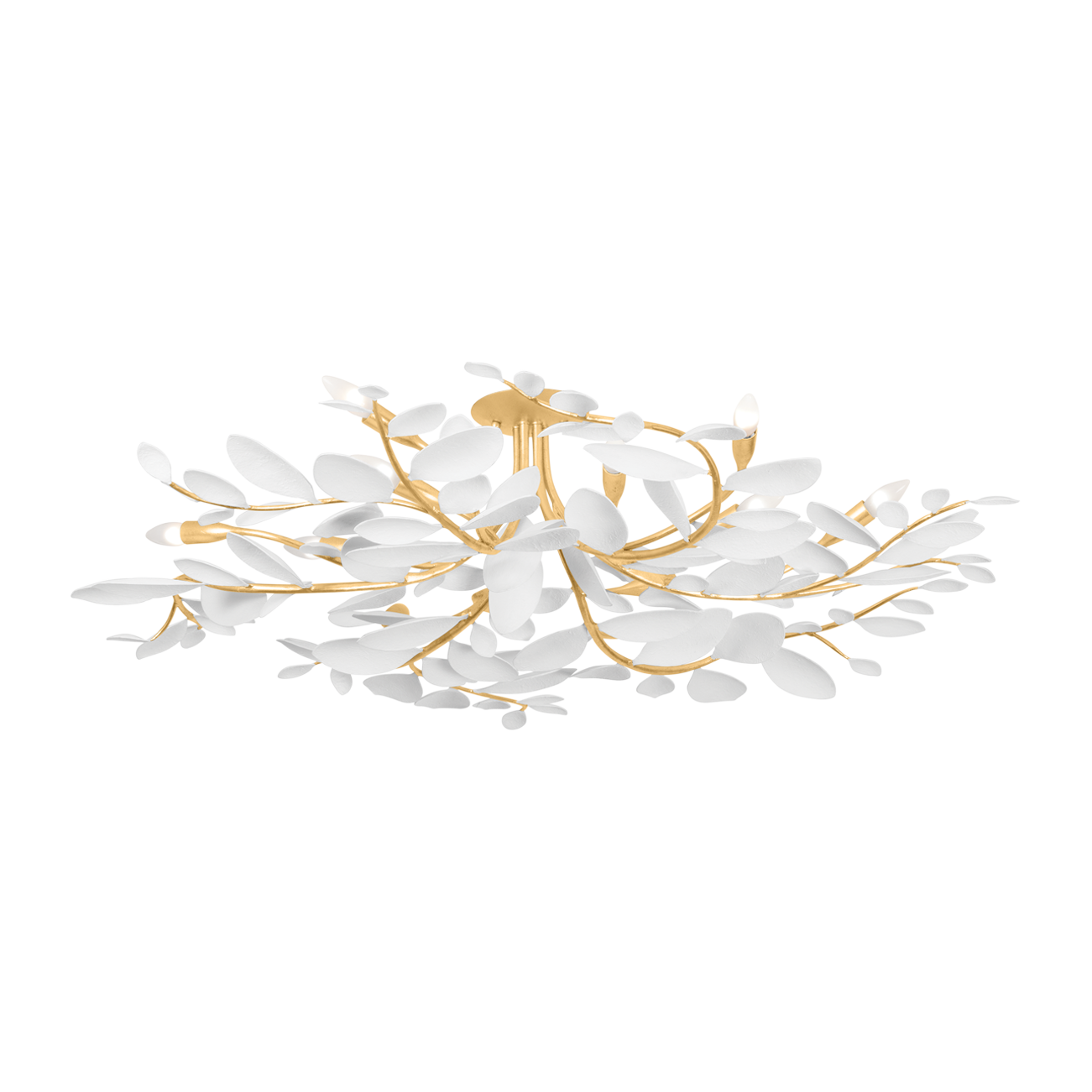 Hudson Valley Lighting Marabec 12 Light 48 inch Vintage Gold Leaf/ White Plaster Semi Flush Ceiling Light