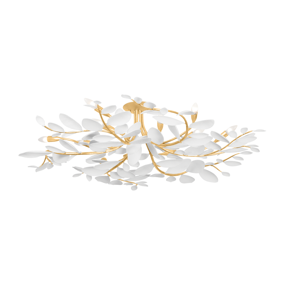 Hudson Valley Lighting Marabec 12 Light 48 inch Vintage Gold Leaf/ White Plaster Semi Flush Ceiling Light