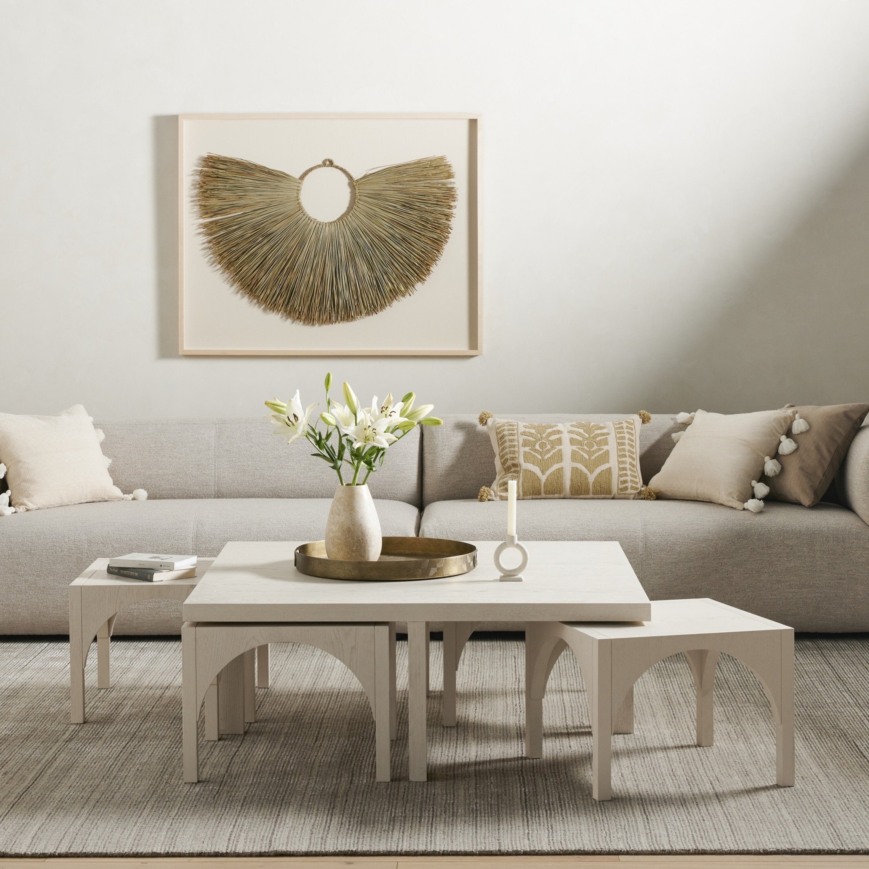 Four Hands Amara Coffee Table with Nesting Arch Seats