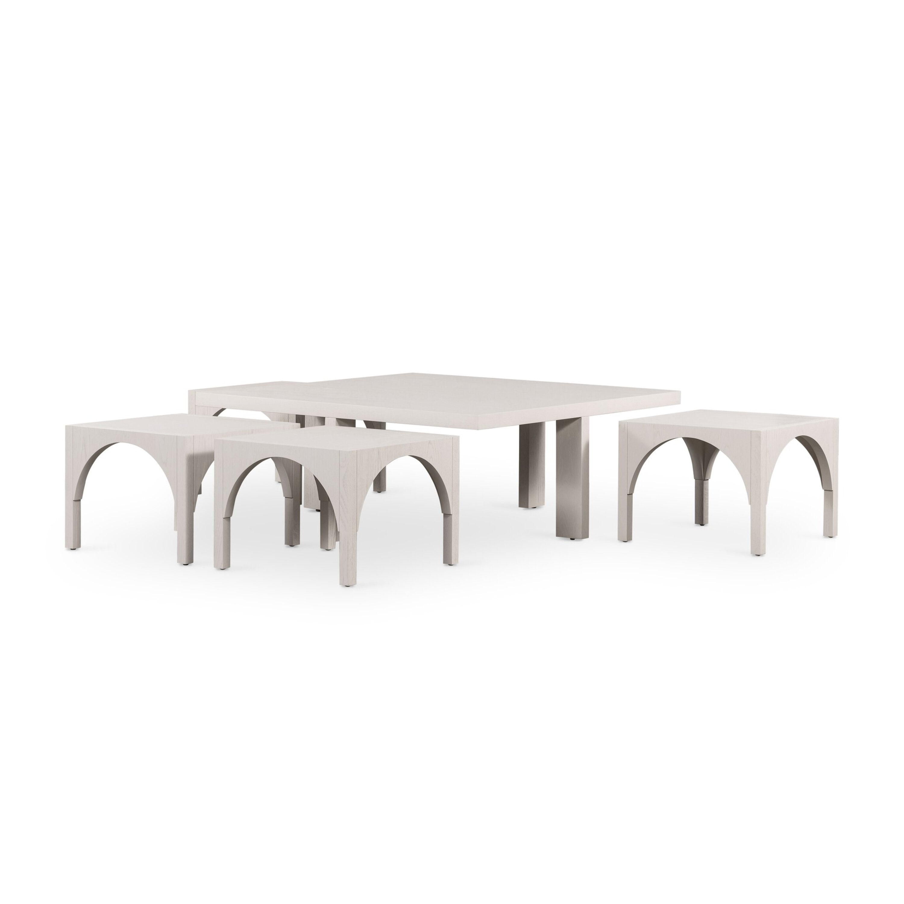Four Hands Amara Coffee Table with Nesting Arch Seats