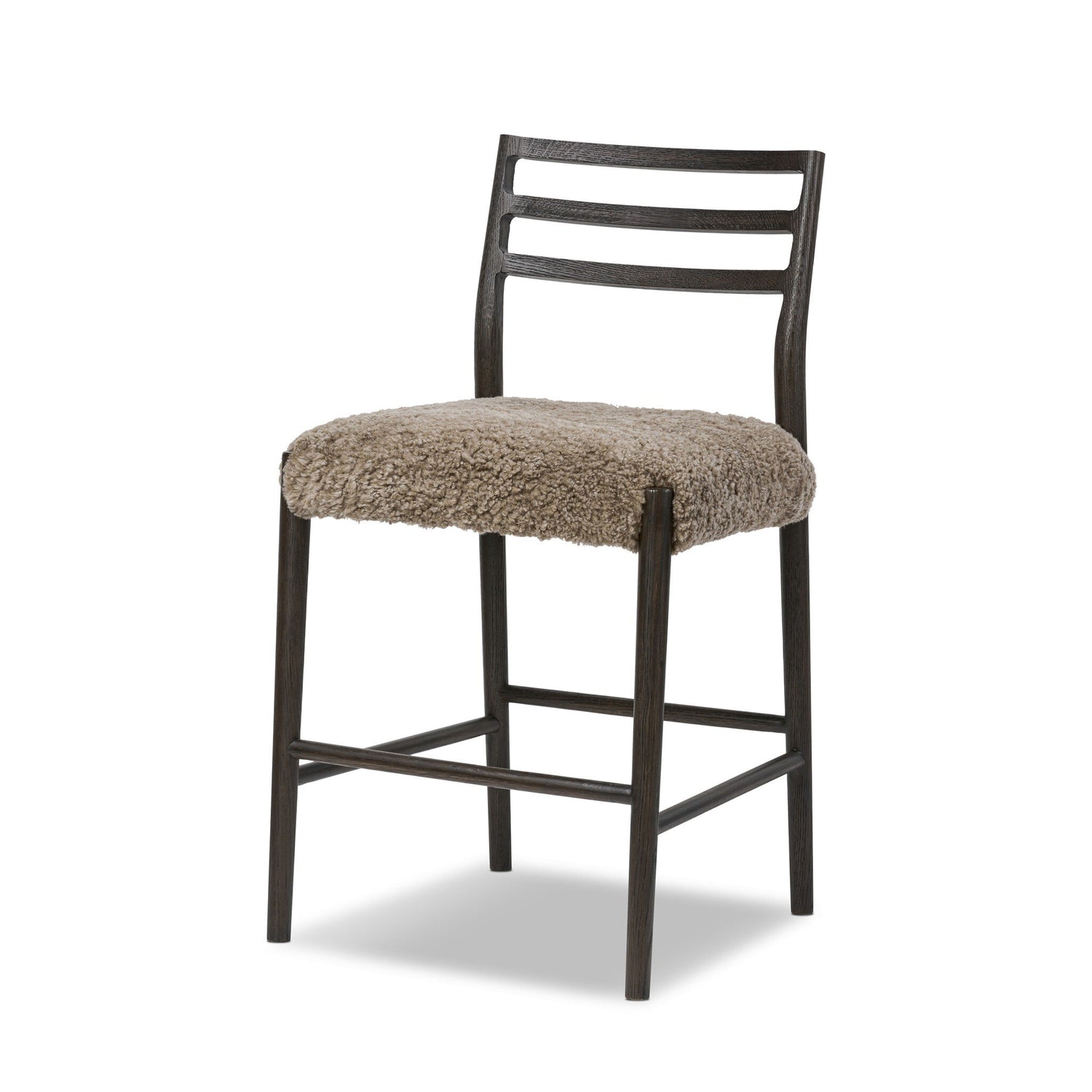 Four Hands Glenmore Bar + Counter Stool Light Carbon Taupe Shearling