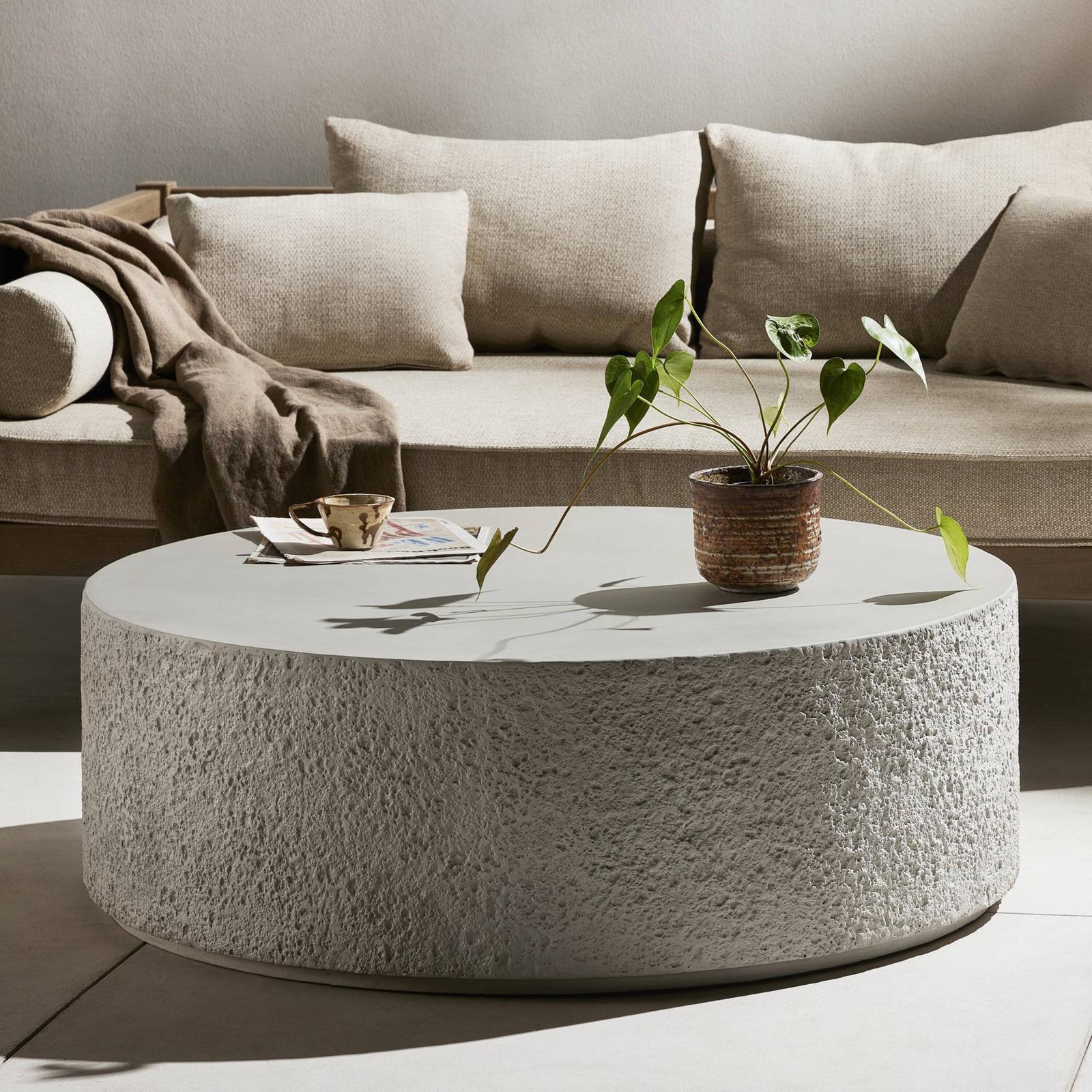 Otero Outdoor Round Coffee Table-Blanc White