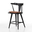 Four Hands Ripley Bar + Counter Stool Black Oak Whiskey Saddle