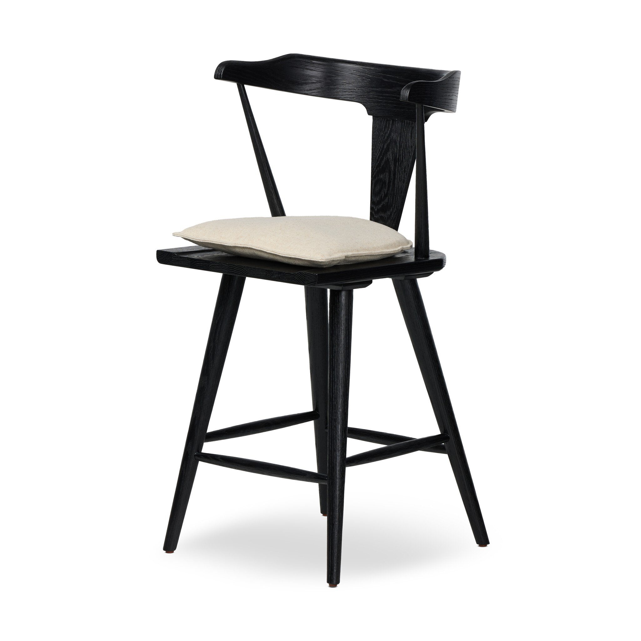 Four Hands Ripley Bar + Counter Stool Black Oak Antwerp Natural