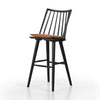 Four Hands Lewis Windsor Bar + Counter Stool Black Oak Whiskey Saddle