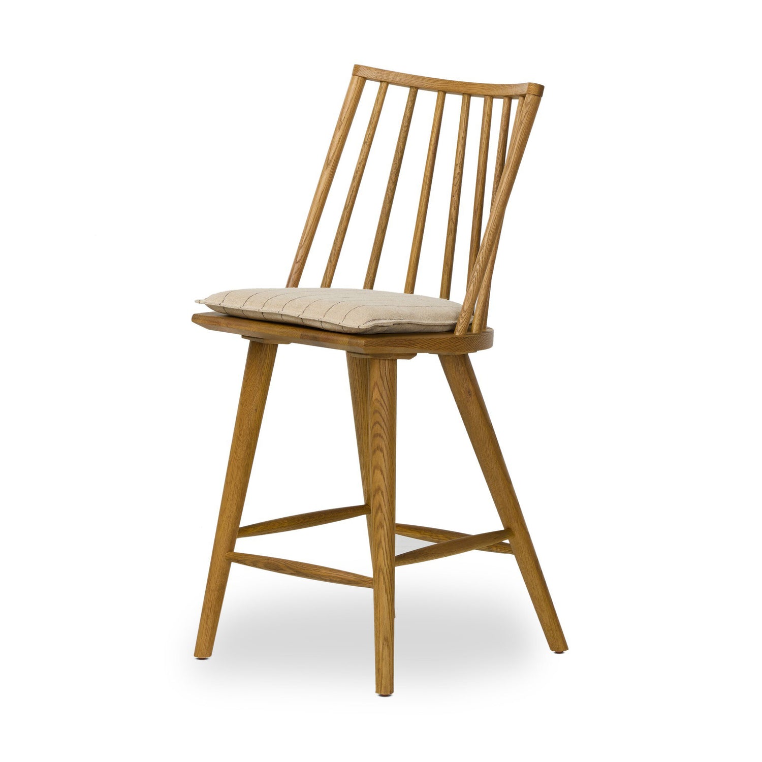 Four Hands Lewis Windsor Bar + Counter Stool Sandy Oak Lavon Flint