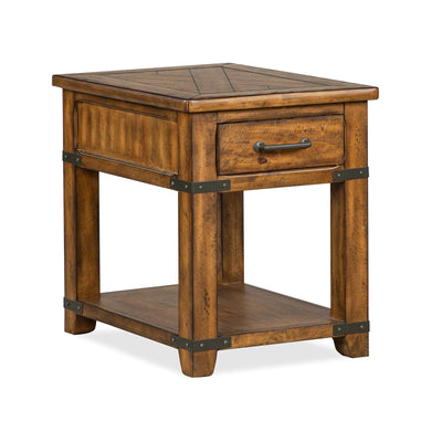 Magnussen Home Chesterfield Farmhouse Timber Rectangular End Table