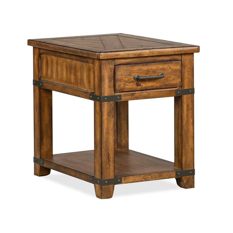 Magnussen Home Chesterfield Farmhouse Timber Rectangular End Table
