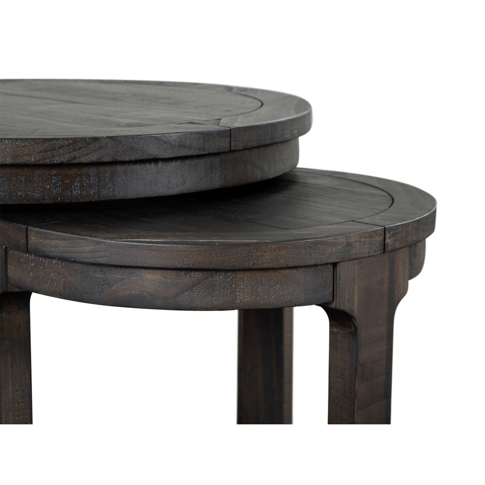 Magnussen Home Boswell Peppercorn Round Nesting End Table