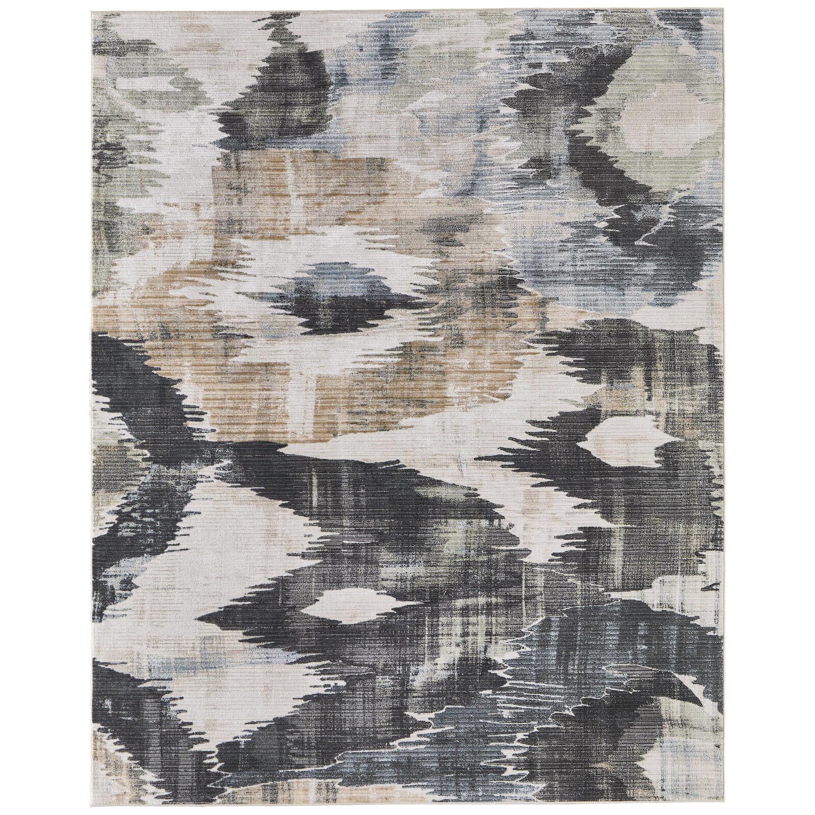 Feizy Greenwich 39U1F Modern Abstract, Ivory/Blue/Black, Rug