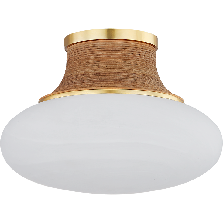 Hudson Valley Lighting Pearl River 1 Light 11 inch Aged Brass Flush Mount Ceiling Light