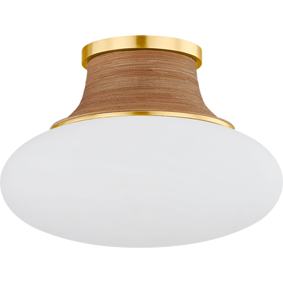 Hudson Valley Lighting Pearl River 1 Light 15 inch Aged Brass Flush Mount Ceiling Light
