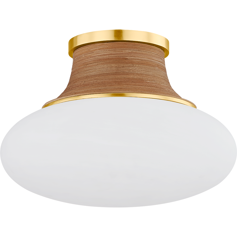 Hudson Valley Lighting Pearl River 1 Light 15 inch Aged Brass Flush Mount Ceiling Light