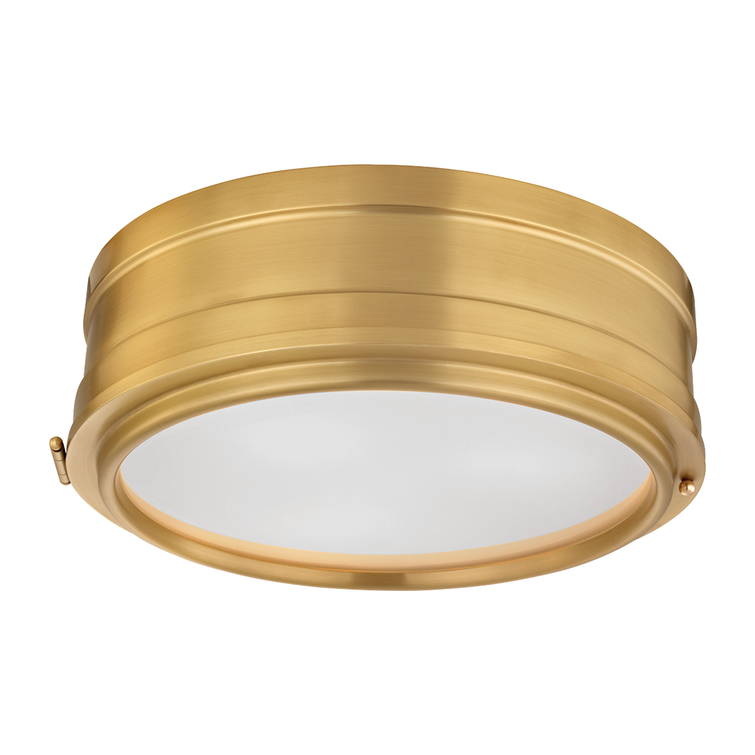 Hudson Valley Lighting Rye 3 Light 14 inch Aged Brass Flush Mount Ceiling Light