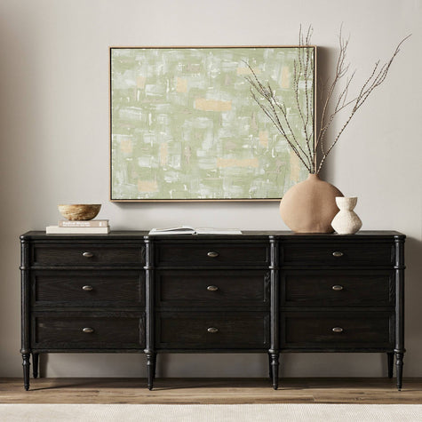 Toulouse 9 Drawer Dresser - Distressed Black