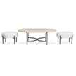 Magnussen Home Jennings Edgecomb Grey And Weathered Antique Nickel Oval Cocktail Table With 2 Ottomans