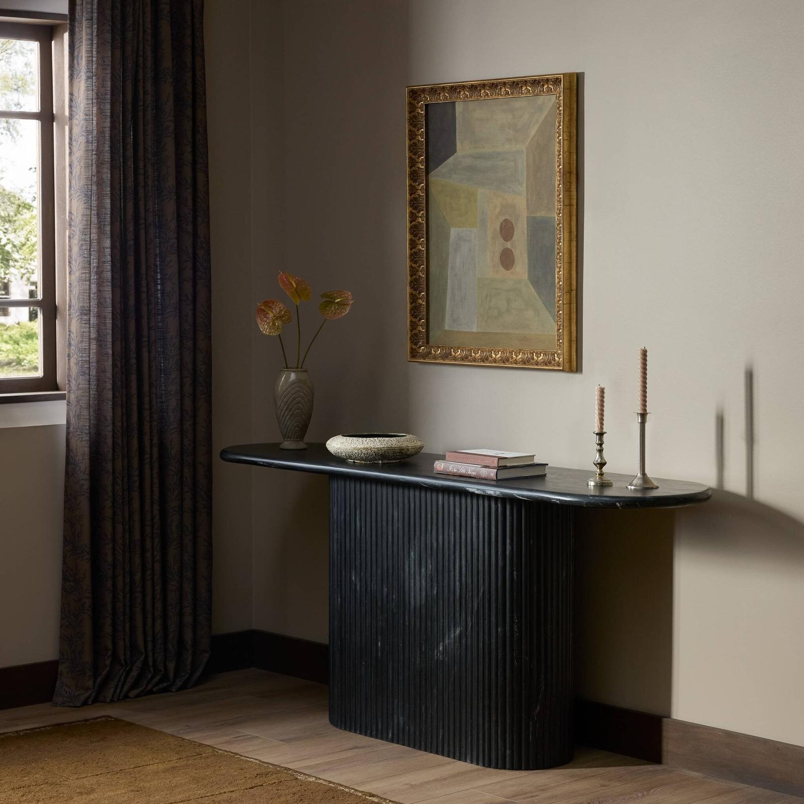 Four Hands Oranda Black Marble Black Marble Console Table
