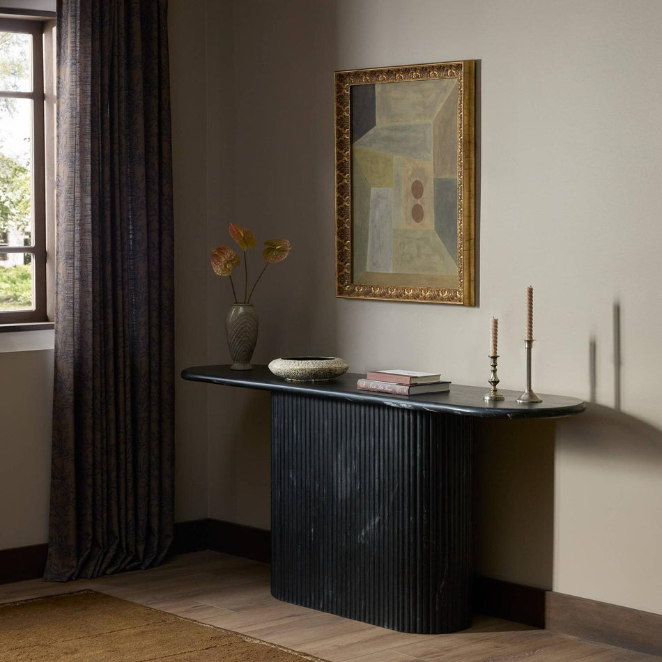 Four Hands Oranda Black Marble Black Marble Console Table