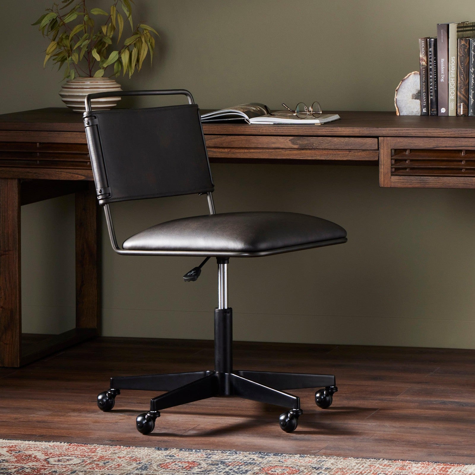 Wharton Desk Chair-Distressed Black