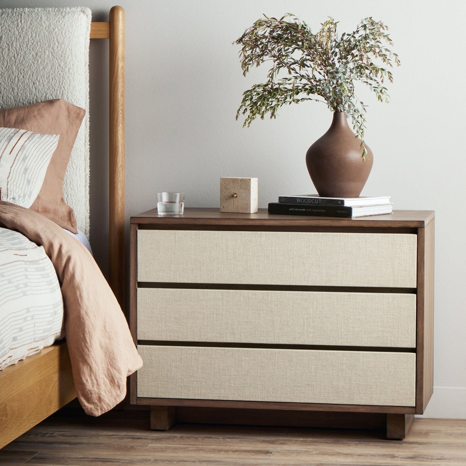 Grove Nightstand-Beige Painted Linen
