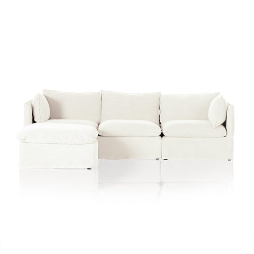 Andre Slipcover 3-Piece Sectional with Ottoman