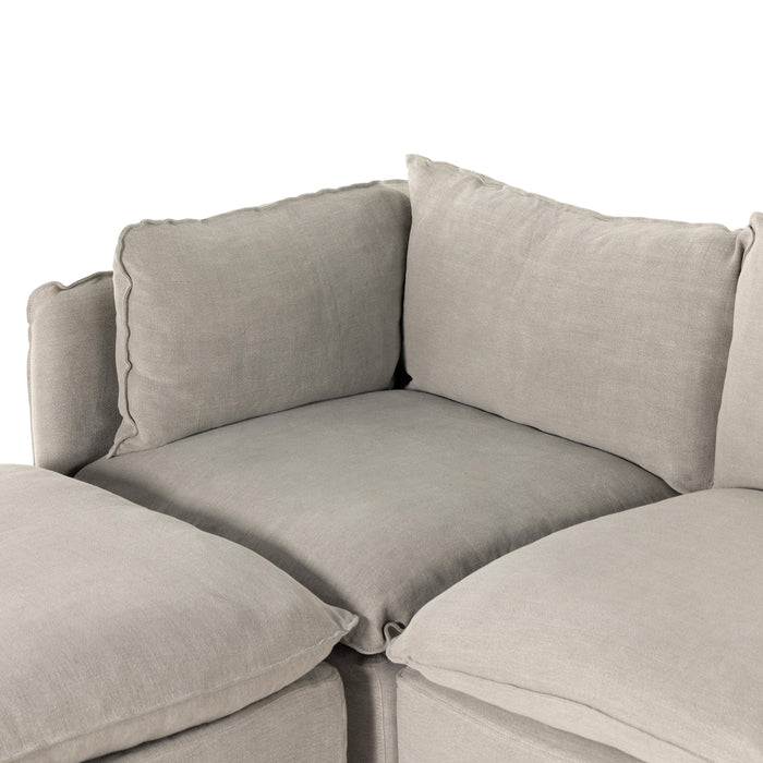 Andre Slipcover 3-Piece Sectional with Ottoman