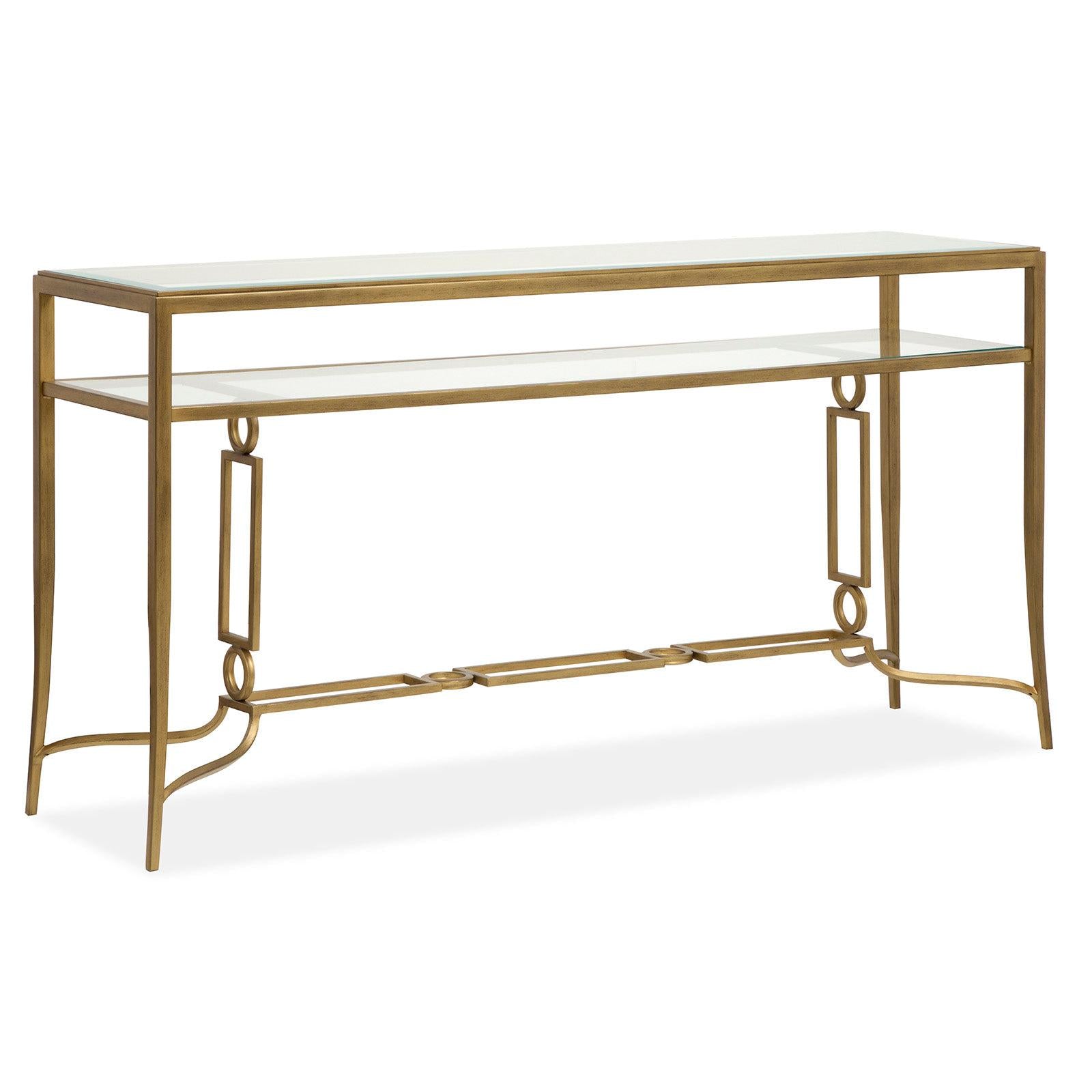 Magnussen Home Lorena Burnished Brass Rectangular Sofa Table