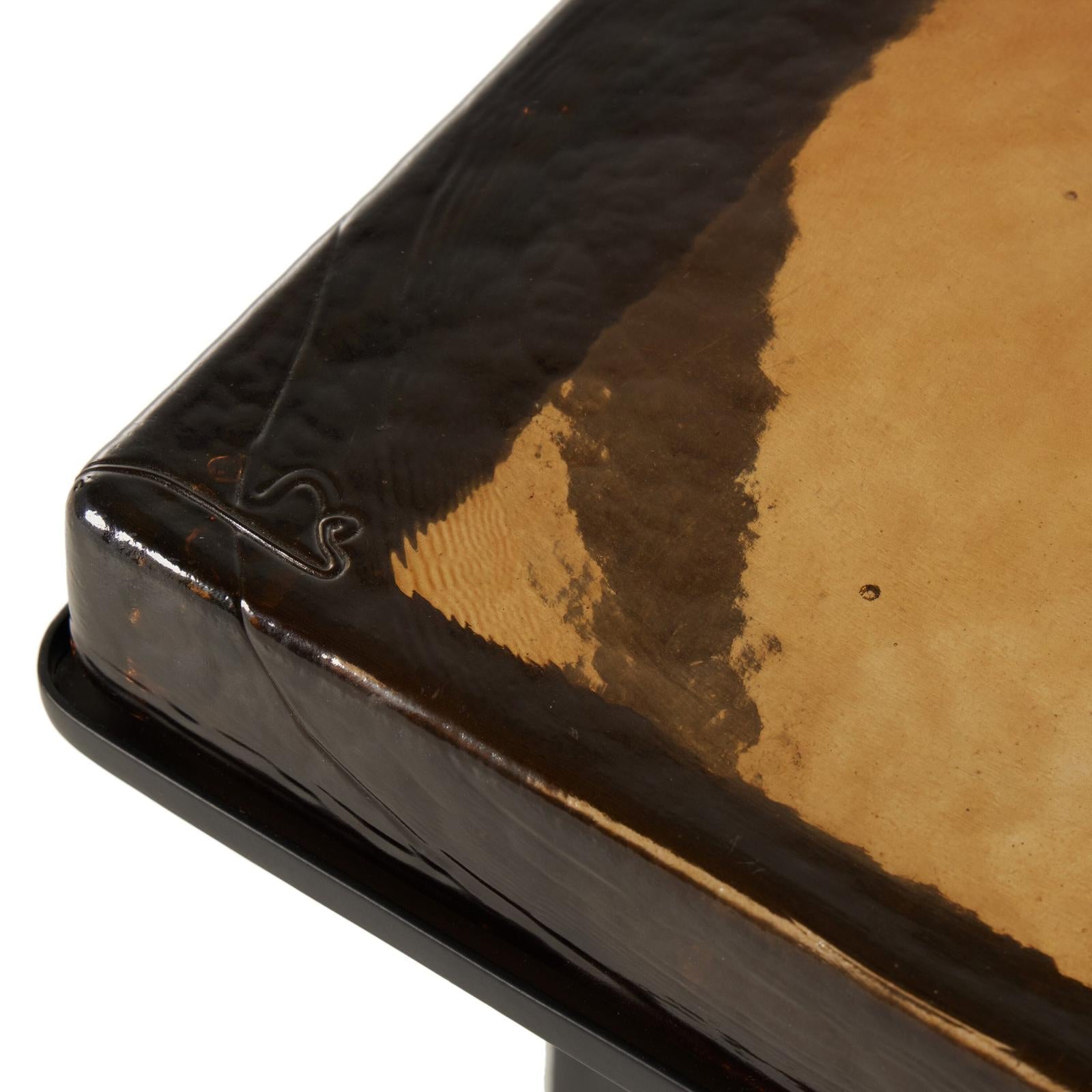 Giselle End Table-Amber Cast Glass
