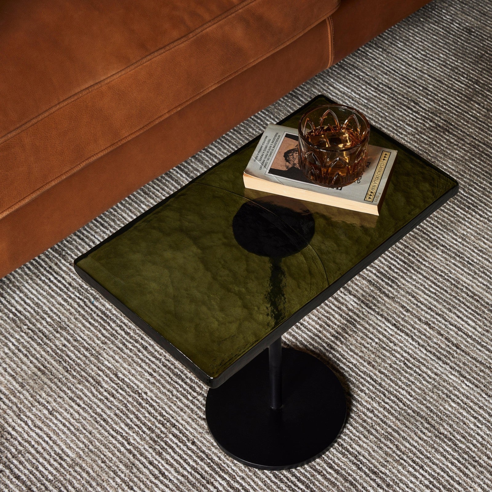 Zevon End Table-Moss Cast Glass