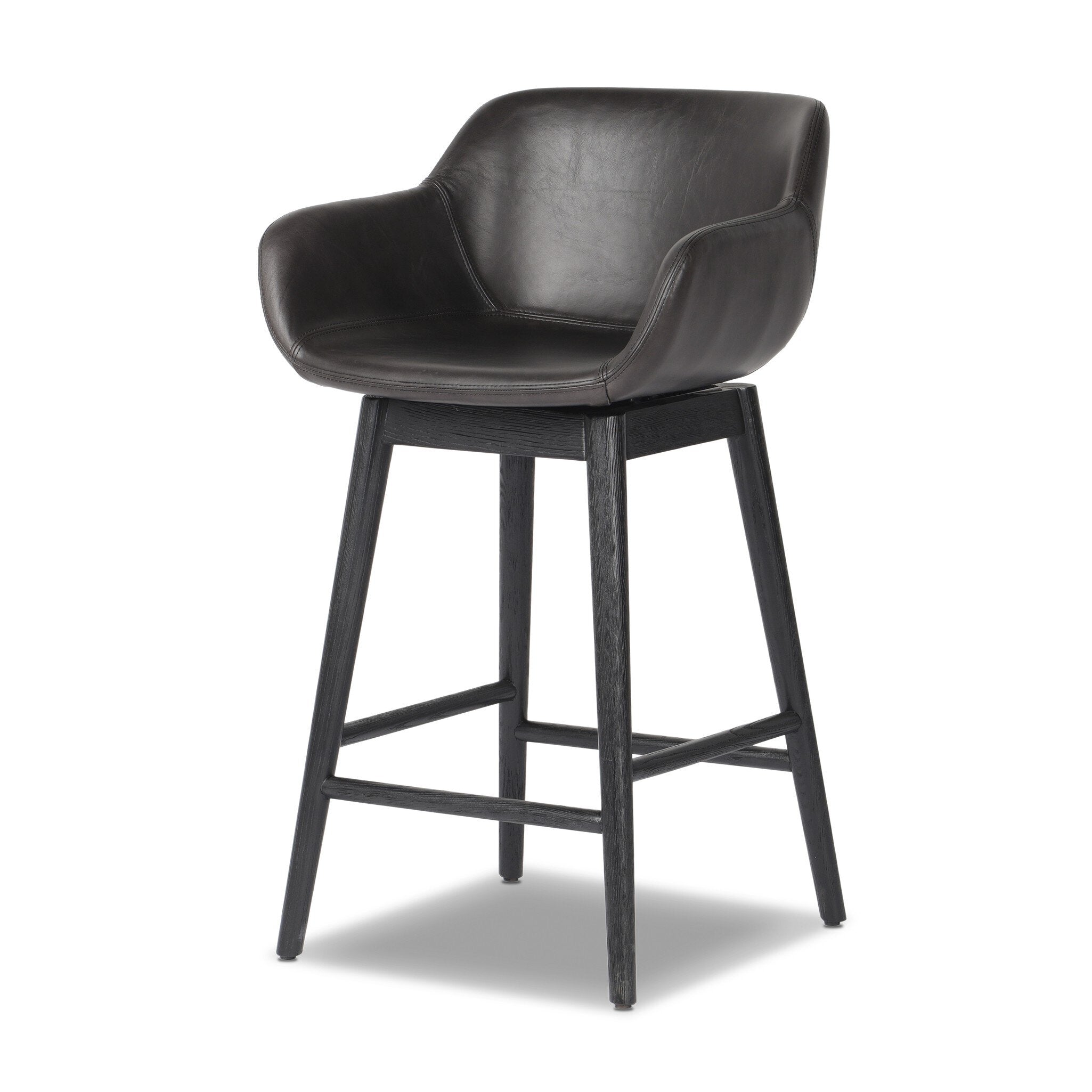 Four Hands Hannah Swivel Bar + Counter Stool Sonoma Black