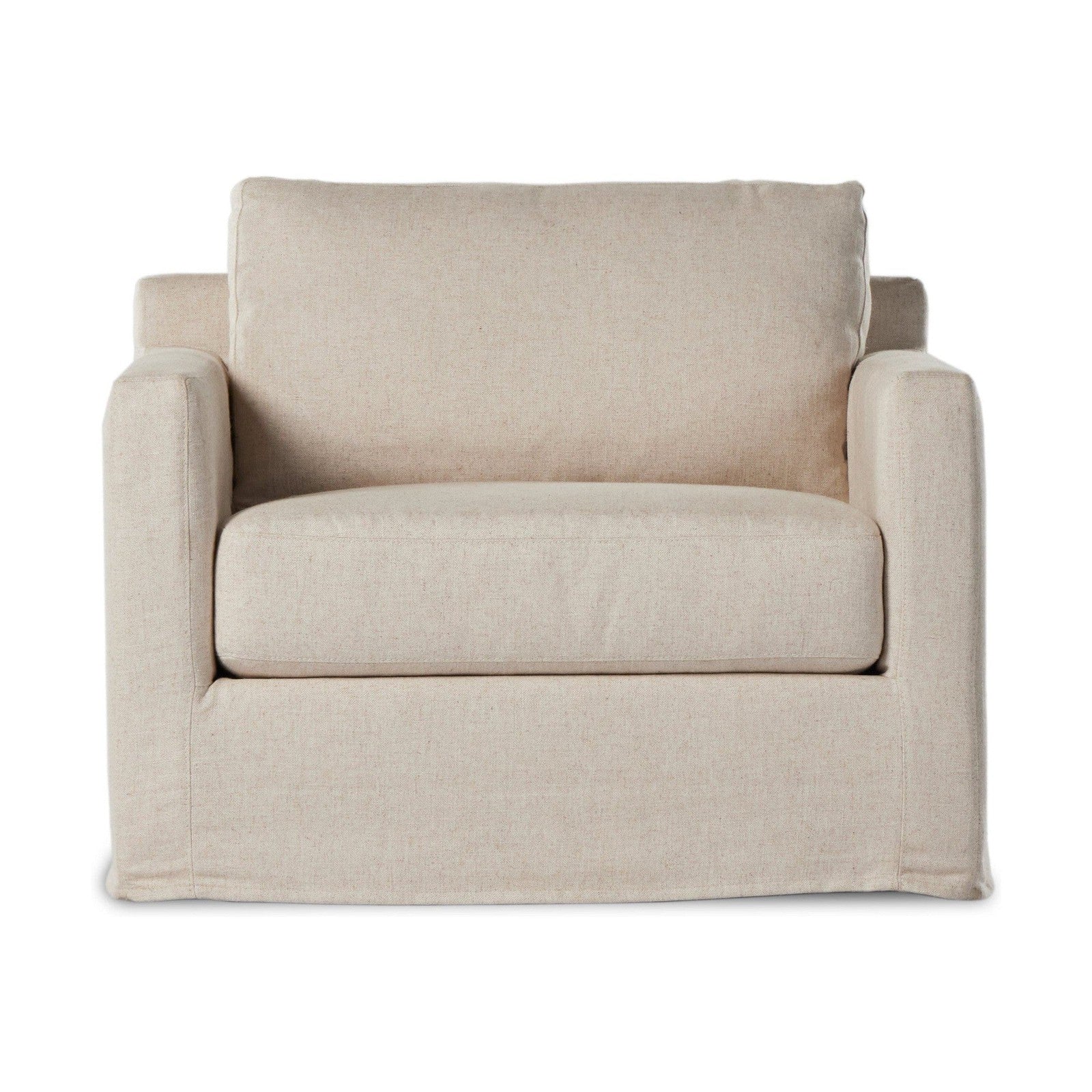Hampton Slipcover Swivel Chair-Creme