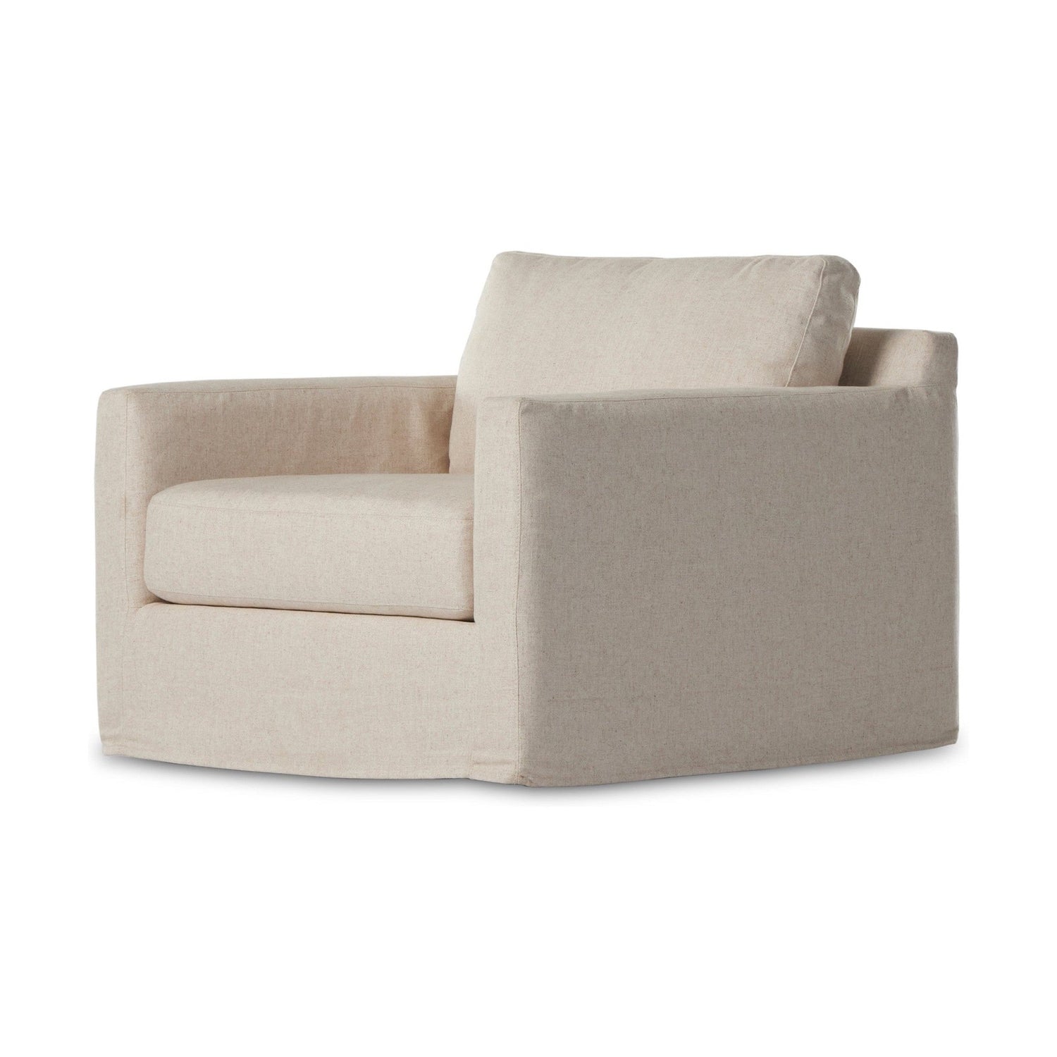 Hampton Slipcover Swivel Chair-Creme