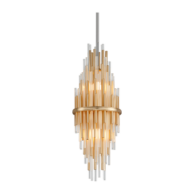 Corbett Theory 2 Light Gold Leaf/Stainless Steel Pendant Ceiling Light Clearance