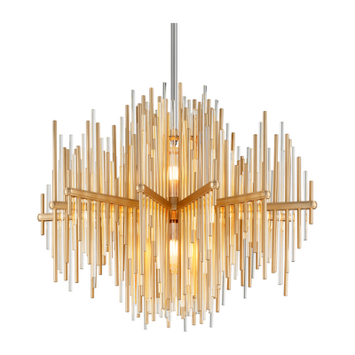 Corbett Theory 2 Light Gold Leaf with Polished Stainless Chandelier Ceiling Light Clearance
