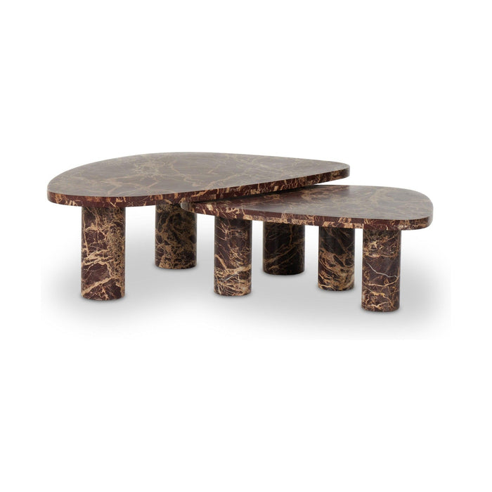 Zion Coffee Table Set-Merlot Marble