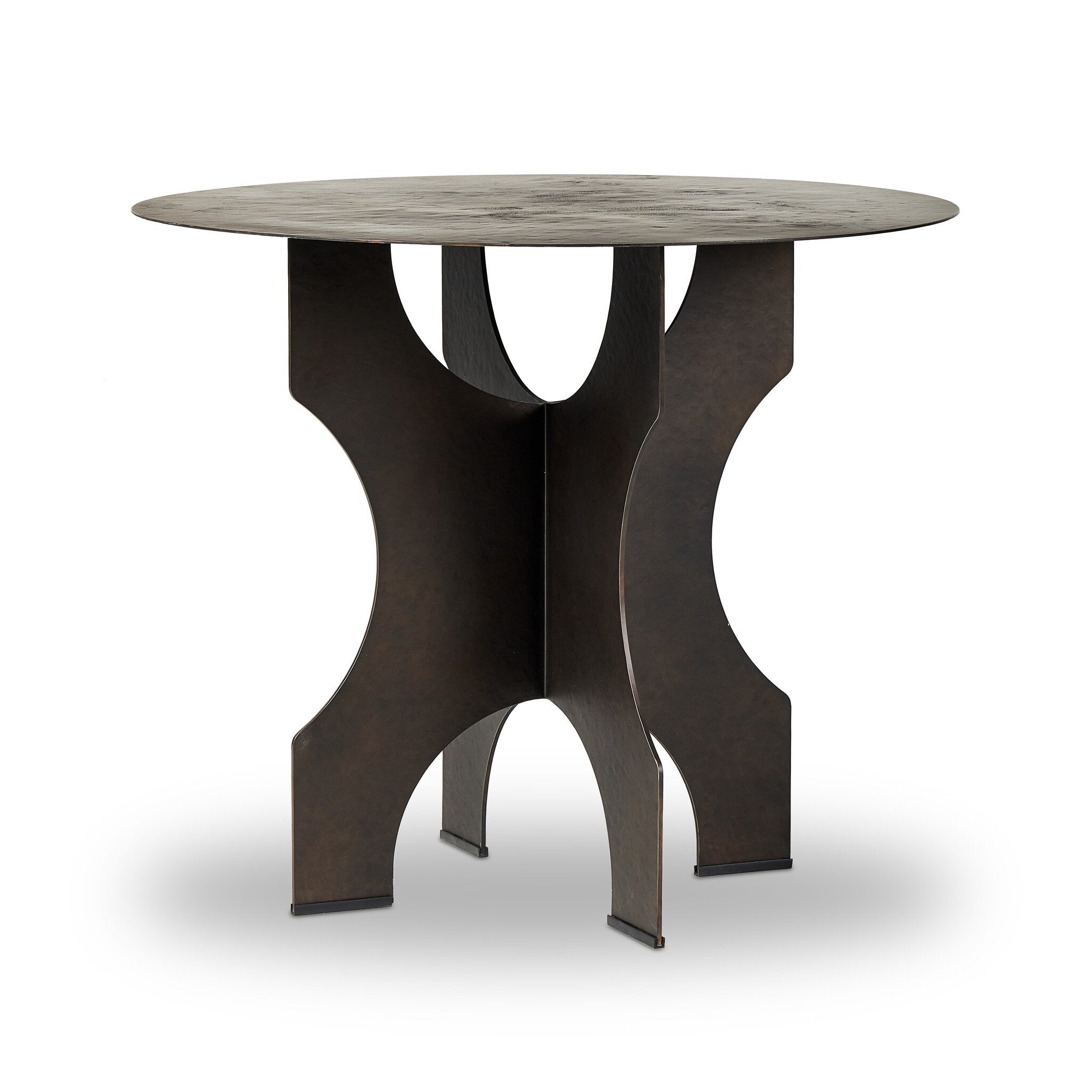 Four Hands Round Side Table In Solid Iron