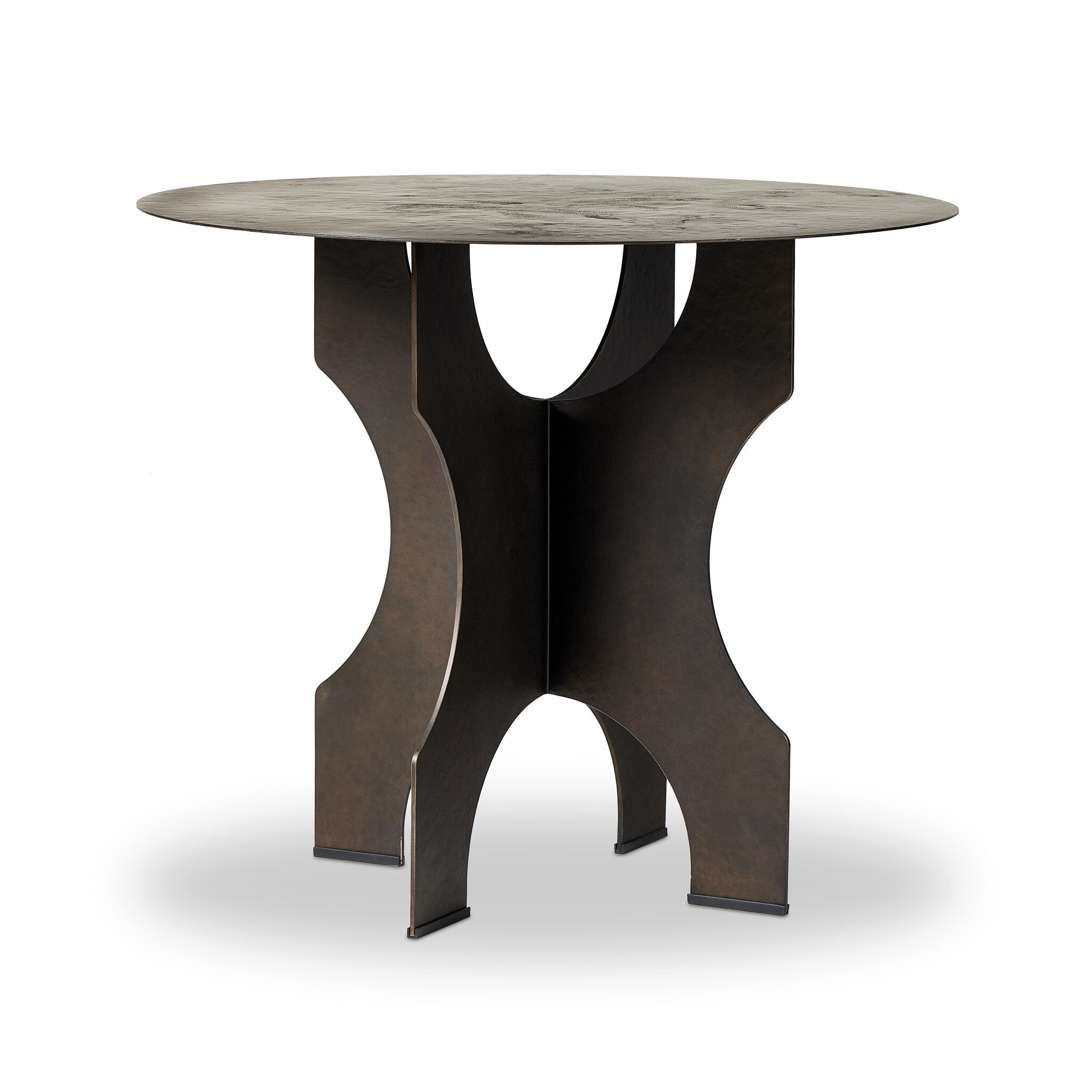 Four Hands Round Side Table In Solid Iron