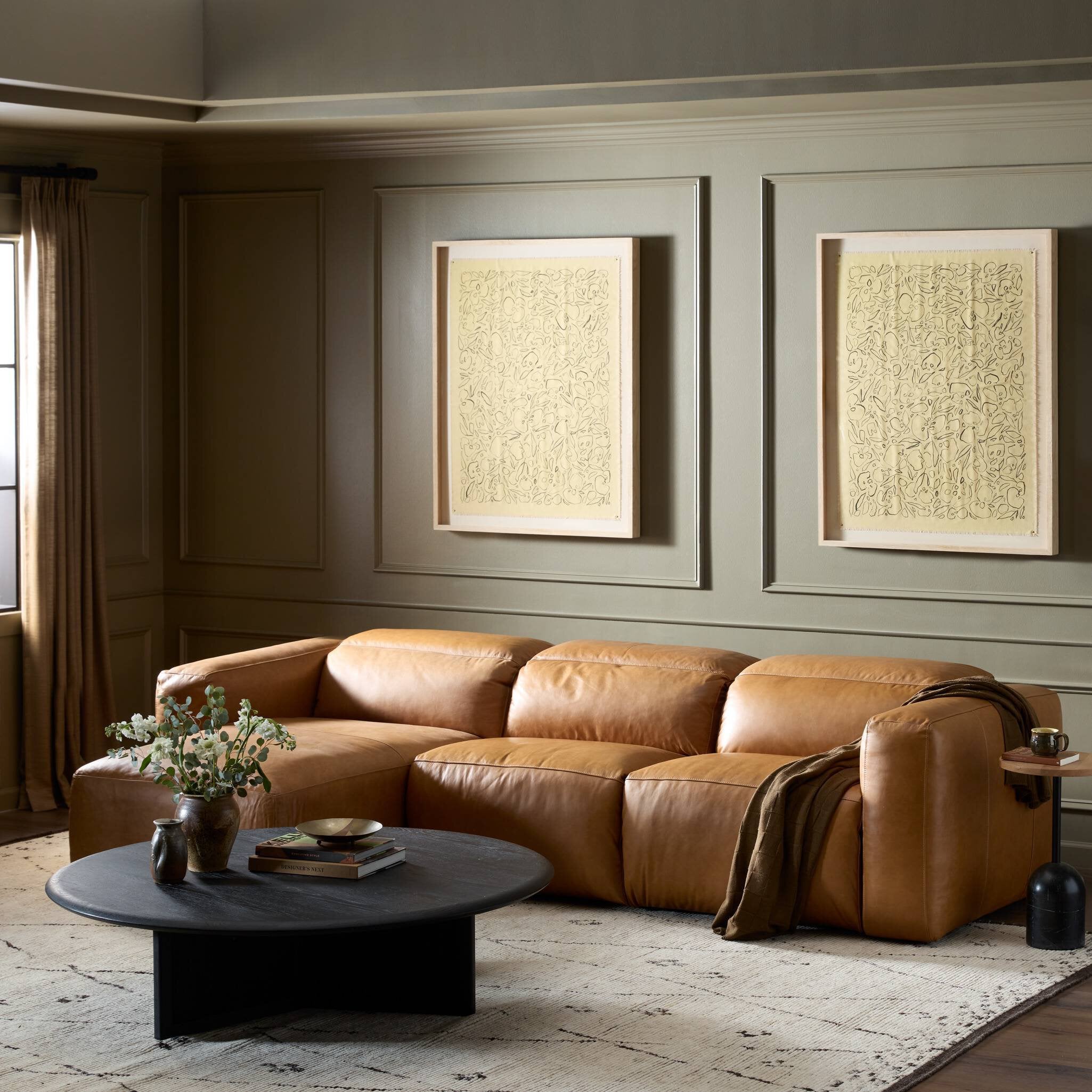 Four Hands Radley Power Recliner 3-Piece Sectional W/ Chaise