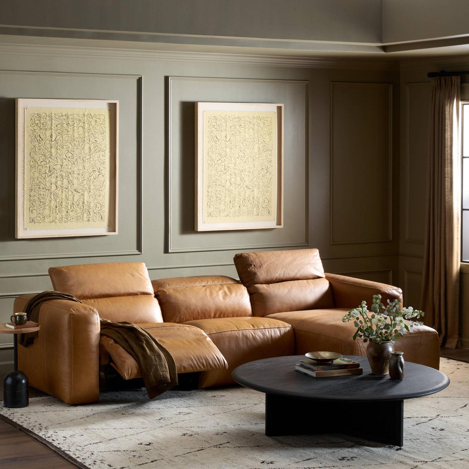 Four Hands Radley Power Recliner 3-Piece Sectional W/ Chaise