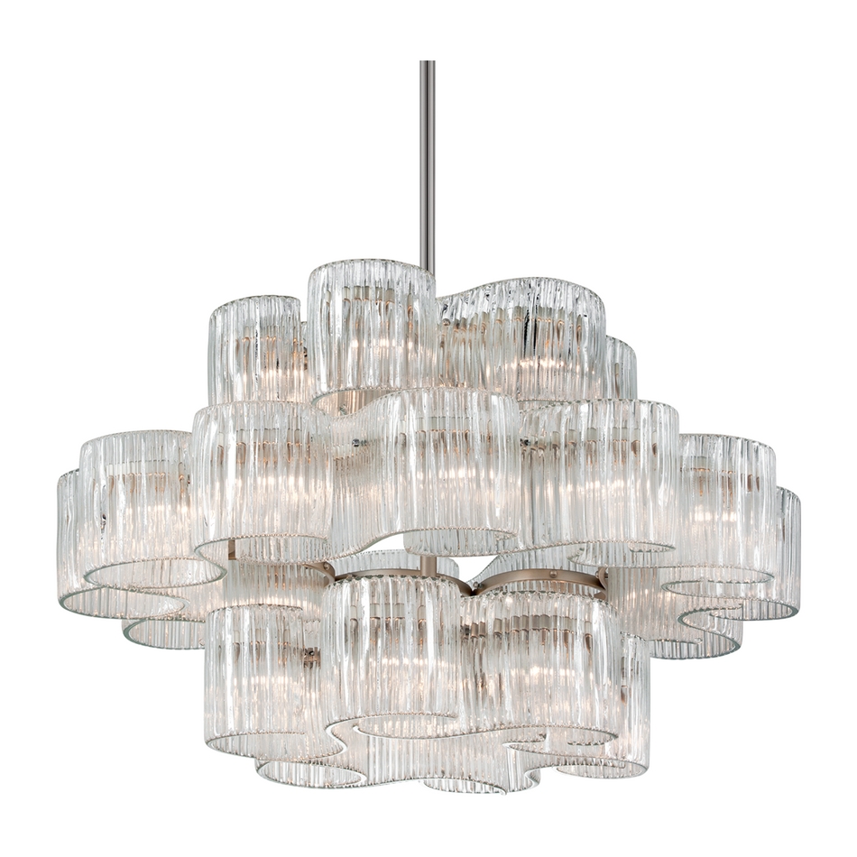 Corbett Circo 24 Light Satin Silver Leaf Chandelier Ceiling Light