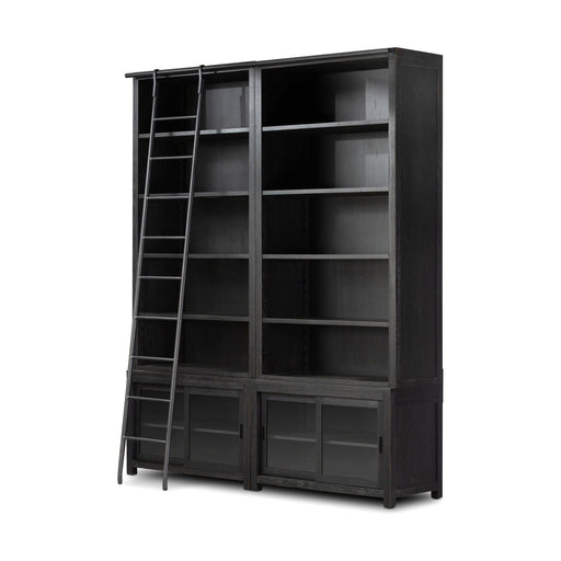 Admont Double Bookcase W Ladder-Worn Blk